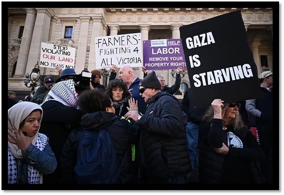 Manifestantes pro Palestina en una protesta frente al Parlamento en Melbourne, Efe