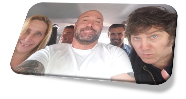 Diego Spagnuolo con los hermanos Milei y Martín Menem.