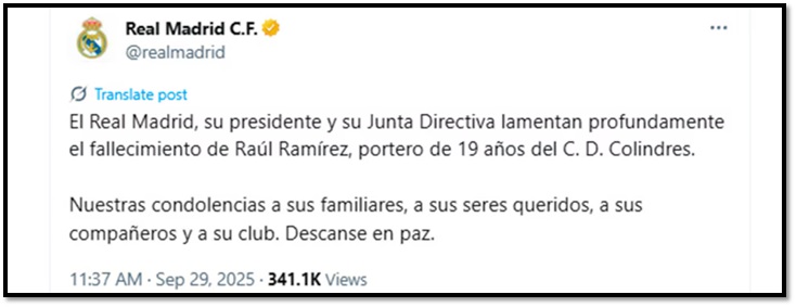 El mensaje del Real Madrid