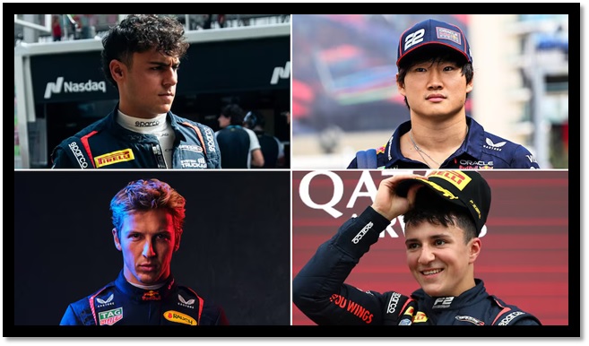Yuki Tsunoda, Isack Hadjar, Liam Lawson y Arvid Lindblad, los apellidos de la estructura Red Bull que pelean por los asientos vacantes