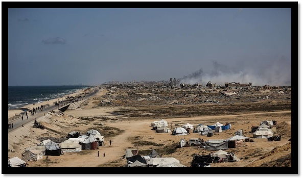 Campamento de refugiados de Nuseirat en la ciudad de Gaza. 4 de octubre de 2025.
