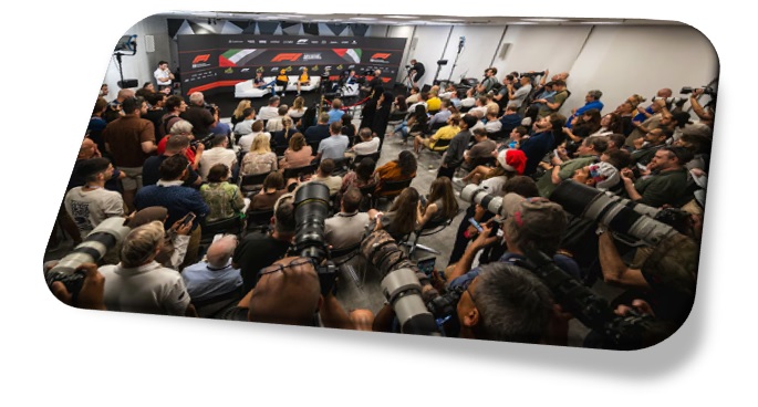 Los medios en la conferencia de Norris, Piastri y Verstappen (@F1)