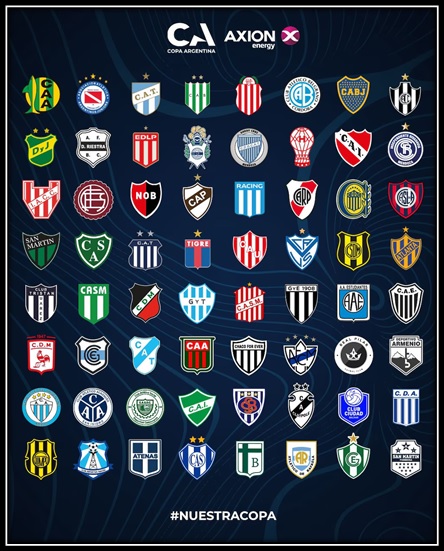 Los 64 equipos clasificados a la Copa Argentina