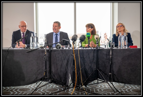 De izquierda a derecha: el primer ministro de Escocia, John Swinney; el primer ministro de Gales, Rhun ap Iorwerth; la presidenta del Sinn Féin, Mary Lou McDonald, y la primera ministra de Irlanda del Norte, Michelle O'Neill, en Cardiff, el 14 de septiembre. Matthew Horwood / Gettyimages.ru