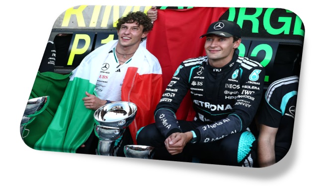 Antonelli y Russell, de Mercedes, pelean palmo a palmo por el título mundial en la Fórmula 1 (REUTERS/Guglielmo Mangiapane)