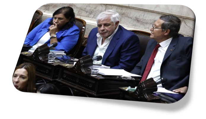 Los diputados salteños Vega, Biella y Outes.